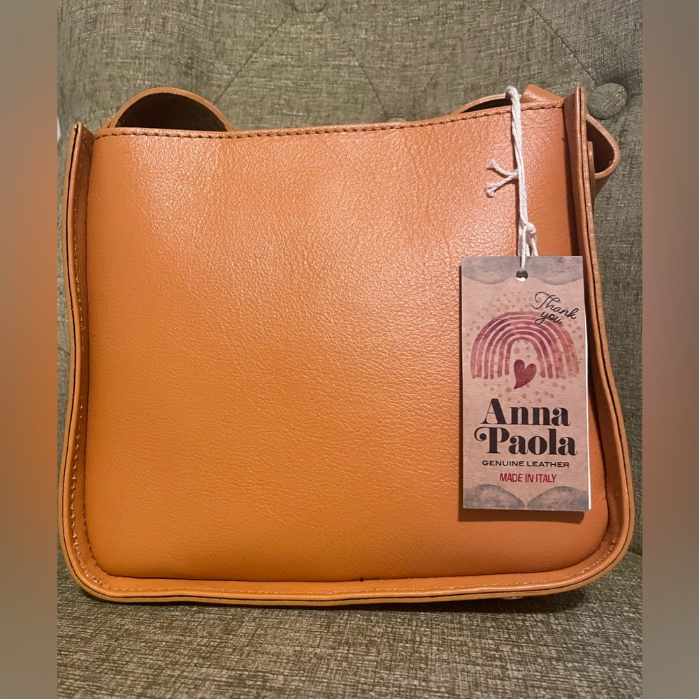 Orange Leather Crossbody Bag